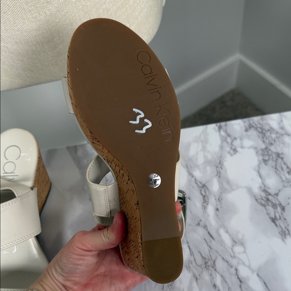 Calvin Klein Women's Cream Sandals - Picture 6 of 13